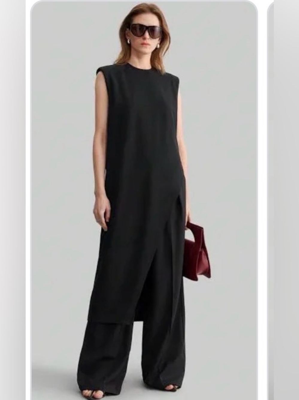 Zara sleek column Black Tunic with side slits